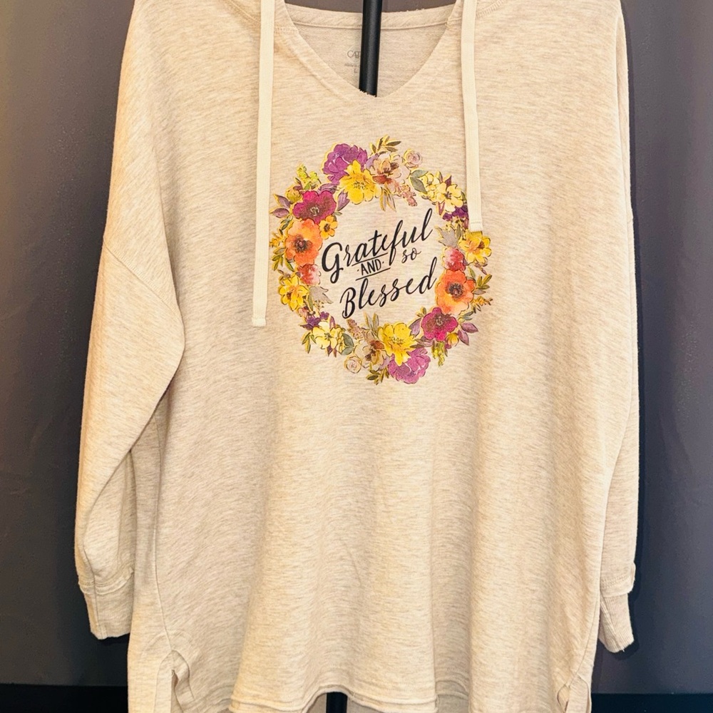 Cato Grateful & Blessed Floral Hoodie Size L